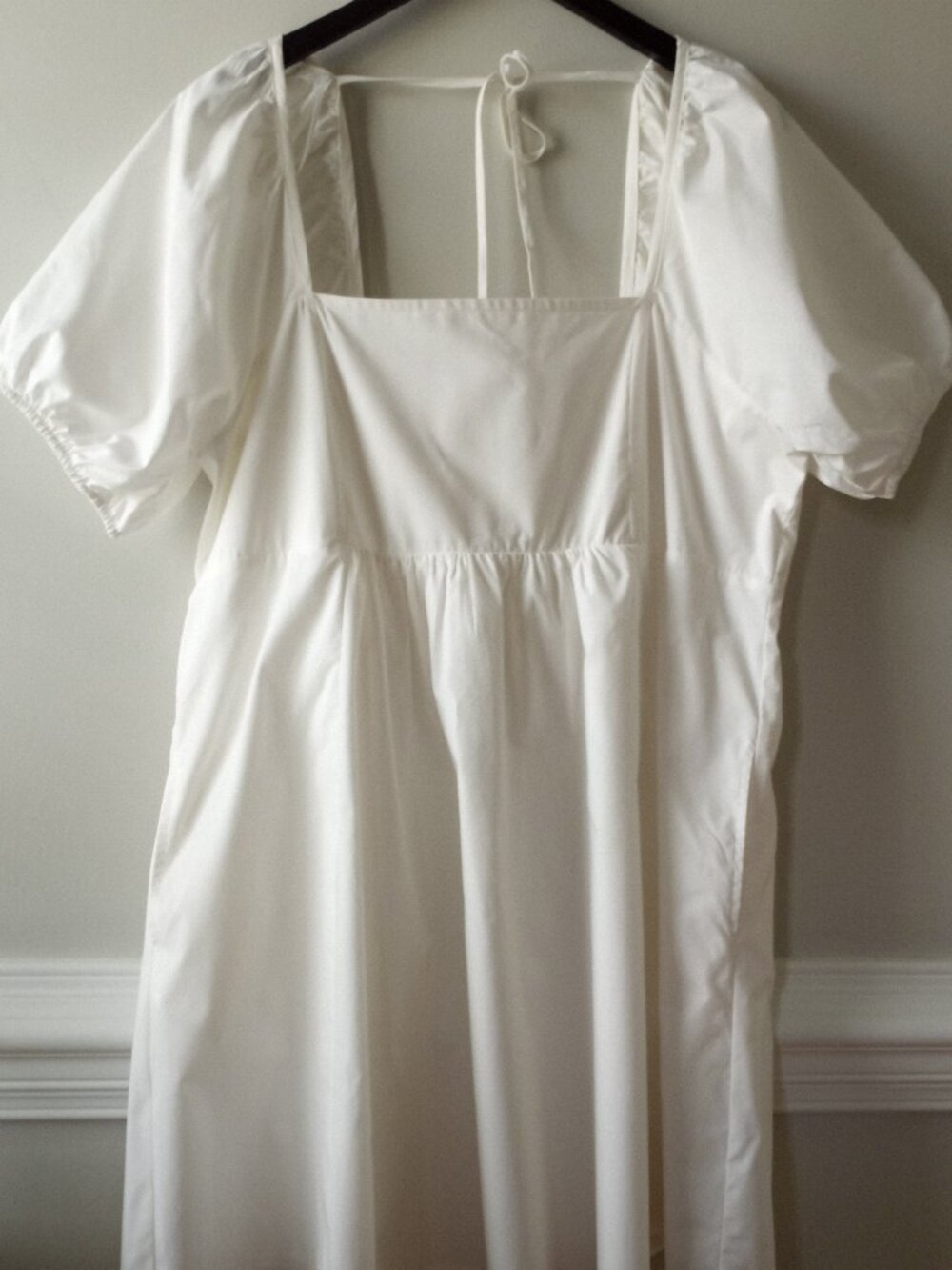 'DRAPER JAMES' XXL Solid White Lined Puff sleeved Dress 100% Cotton EUC